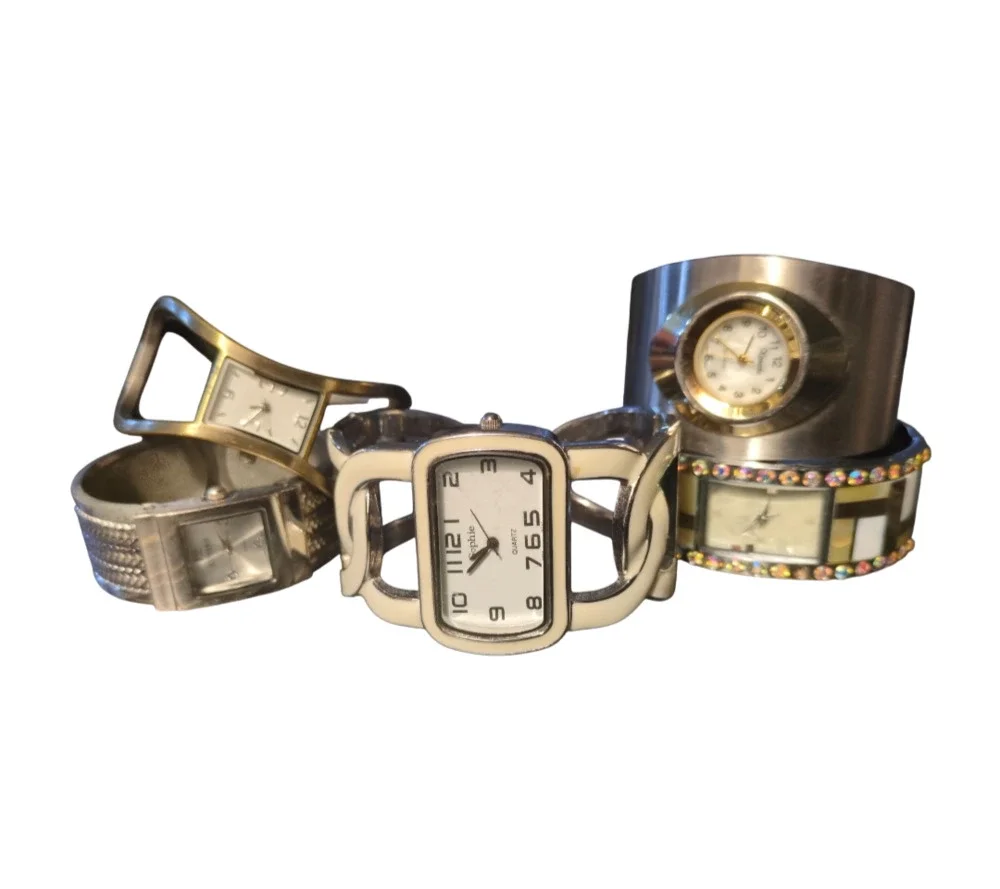 Lot of 5 Metal Cuff Watches